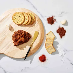 HOGUERA Spreadable Chorizo: A sultry and smoky surprise. Spread this Sobrassada on a cracker or add to your favorite Spanish tapas recipe.