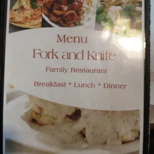 Front of menu