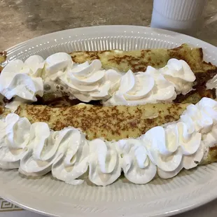 Cottage Cheese Crepes with whipped cream
