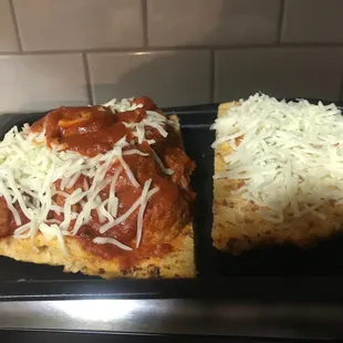 Pepperoni Cheddar meatball sandwich! The bread is delicious