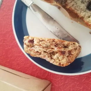 Cherry scone, crunchy and crumby, but tart and appropriately sweet