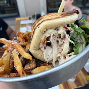 Chicken sandwich and fries