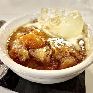 Peach Cobbler with Vanilla Ice Cream