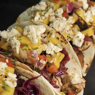 Jerk Chicken Tacos with fresh mango salsa!