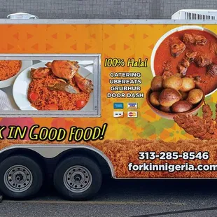 a food truck parked in a parking lot