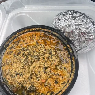 Goat Egusi Fufu Meal