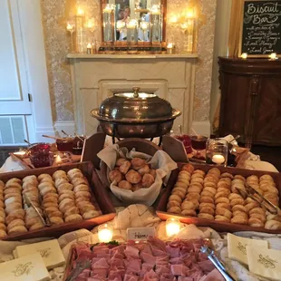 a buffet of food