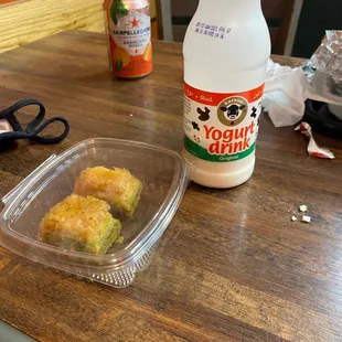 Baklava and yogurt drink