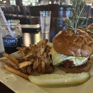 Classic burger with truffle fries. Delicious!