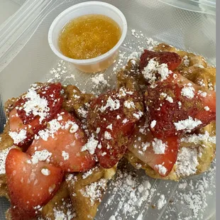 Sweet waffle with pearl sugar topped with fresh berries!