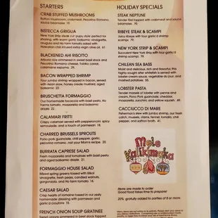 Holiday Menu