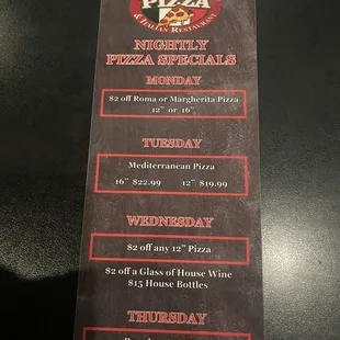 Pizza specials