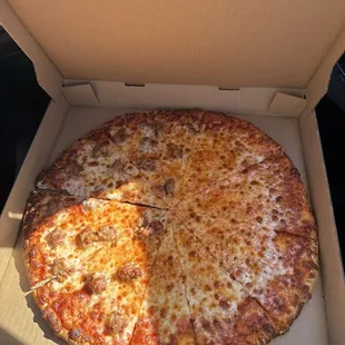 Large Thin Crust Half Cheese, Half Cheese with Suasage