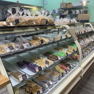 a variety of baked goods on display