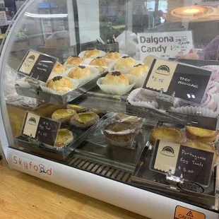 a display of baked goods