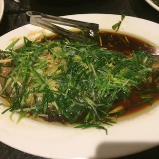 Whole fish, fresh and delicious but not too big. Might be good for 2-3 people max with some other dishes.