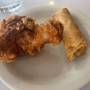 Chicken Wings and Spring Roll. Bonus lunch items. Boom