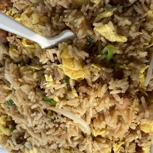 Combination Fried Rice with extra eggs and no chicken