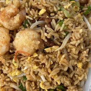 Spicy Combination Fried Rice with extra eggs and no chicken chicken