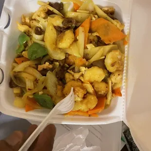 Curry Chicken,Beef, and Shrimp