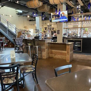 Inside picture of tables and bar.