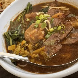 Beef noodle soup with beef &amp; Q tendon noodle soup!