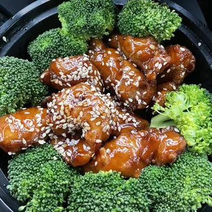 Sesame chicken. Same thing as mandarin chicken but with sesame seeds added on top. I'm not satisfied.