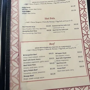 the menu