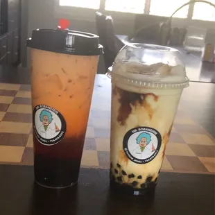 Left is Thai tea and right is Tiger Brown Sugar