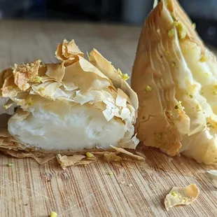 Shaabiyat, like baklava but filled with cheese. Great dessert