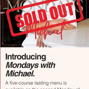 January 2025 Monday tasting menu sold out!
