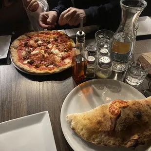 Calzone and pizza