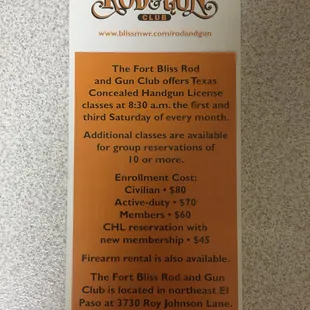 Concealed handgun license training classes