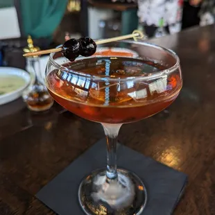 a cocktail in a coupe glass