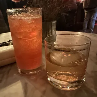 Crocodile Tears (left) and Lovers in the Parking Lot (right) cocktails