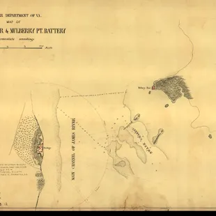 Taken for the Library of Congress this map is dated 1863. Showing Fort Huger on the James River in Reference to Fort Crafford.