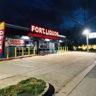 the front of the store at night