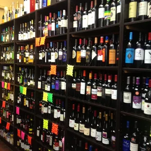shelves of wine