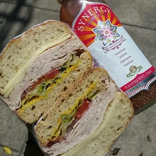 Smoked Peppered Turkey Sandwich with Sour Dough Bread.
