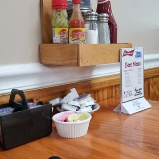 Love that they have condiment station and each booth!