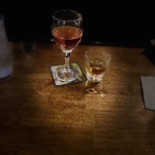 White Zinfandel house wine and his fireball