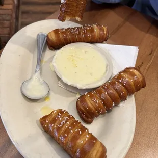 Pretzels and queso