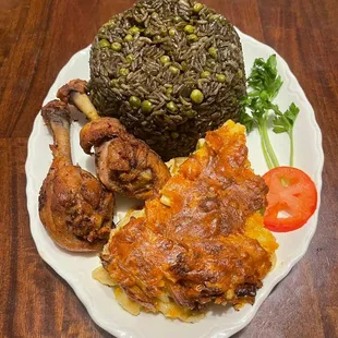 chicken, rice, and vegetables