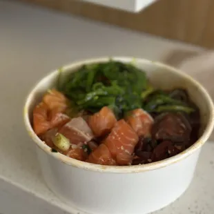 a bowl of food on a counter