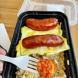 Longanisa and egg and rice