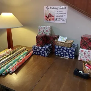 Gift wrapping station at the FS Library
