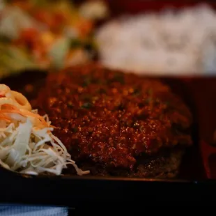 Bento with Japanese Style Hamburger Steak