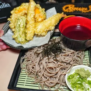 Zaru soba with tempura