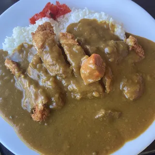 Beef Curry with Chicken Cutlet, Hamburger, and Omelet