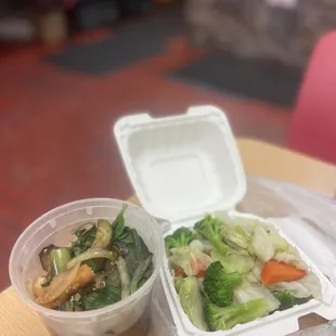 Tofu Eggplant with steamed veggies (instead of rice)